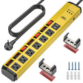 CRST 6-Outlet + 2 USB Metal Power Strip | Individual Switches on Every Port, Press-Reset Overload Protector, 1200J Surge Protector, Versatile Mounting, 45° Flat Plug, SGS Certified